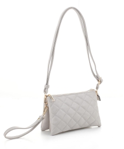 Quilted Versatile 3-Compartment Wristlet Cross Body FC20245 GRAY